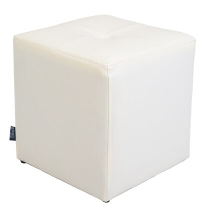 Taburet Cool, alb, piele ecologica, 36x35x35 cm