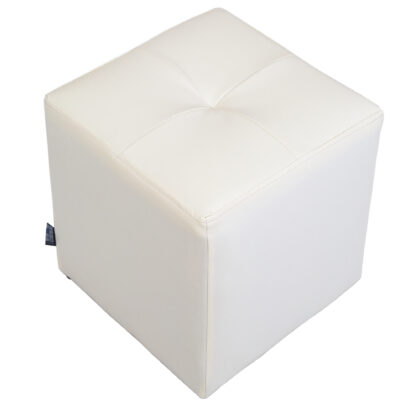 Taburet Cool, alb, piele ecologica, 36x35x35 cm - imagine 2