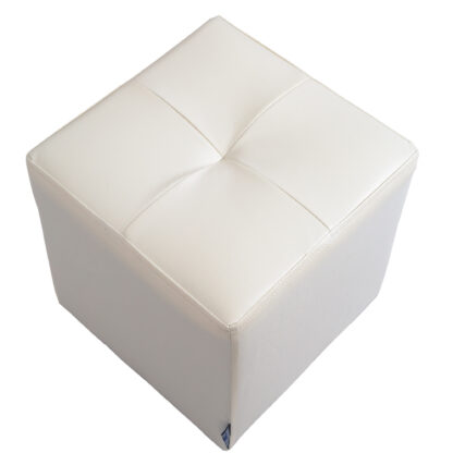 Taburet Cool, alb, piele ecologica, 36x35x35 cm - imagine 3