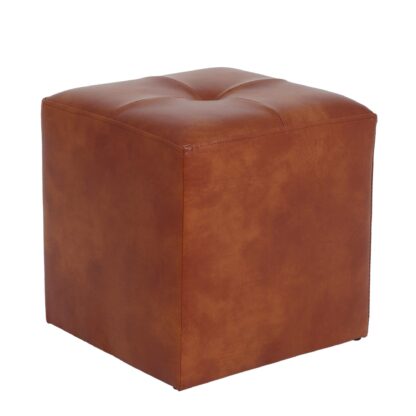 Taburet Cool, cognac, piele ecologica, 36x35x35cm - imagine 2