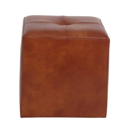 Taburet Cool, cognac, piele ecologica, 36x35x35cm - imagine 3