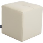 Taburet Cool, crem, piele ecologica, 36x35x35 cm - imagine 2