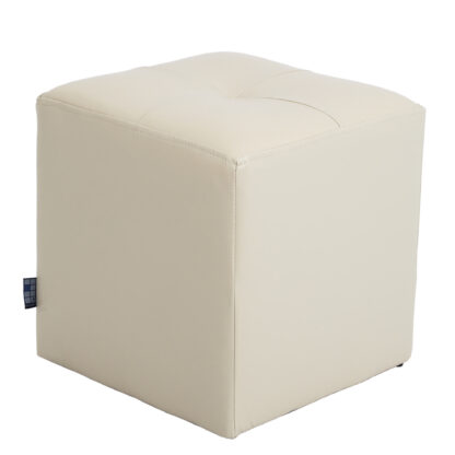 Taburet Cool, crem, piele ecologica, 36x35x35 cm - imagine 2