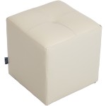 Taburet Cool, crem, piele ecologica, 36x35x35 cm - imagine 3