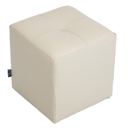 Taburet Cool, crem, piele ecologica, 36x35x35 cm - imagine 3