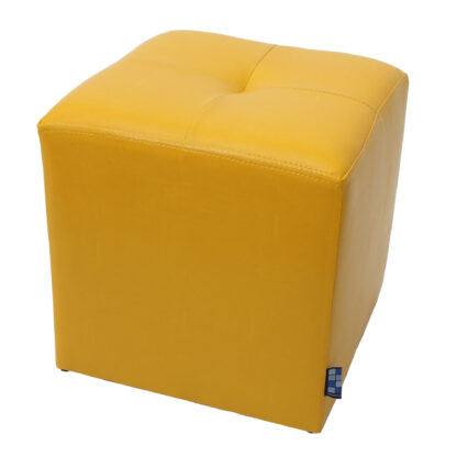 Taburet Cool, galben, piele ecologica, 36x35x35 cm