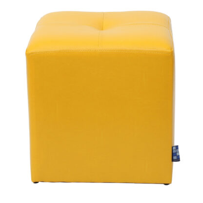 Taburet Cool, galben, piele ecologica, 36x35x35 cm - imagine 3