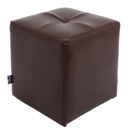 Taburet Cool, maro, piele ecologica, 36x35x35 cm - imagine 2