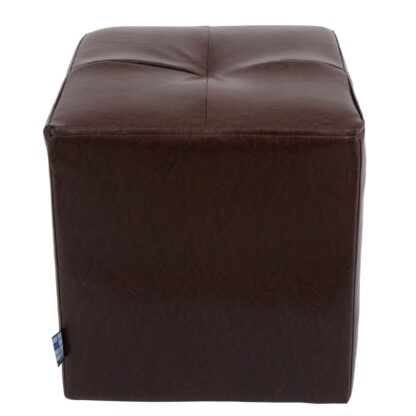 Taburet Cool, maro, piele ecologica, 36x35x35 cm - imagine 3