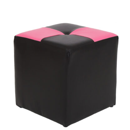 Taburet Cool, negru/roz, piele ecologica, 36x35x35 cm