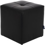 Taburet Cool, negru, piele ecologica, 36x35x35 cm - imagine 2