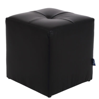 Taburet Cool, negru, piele ecologica, 36x35x35 cm - imagine 2