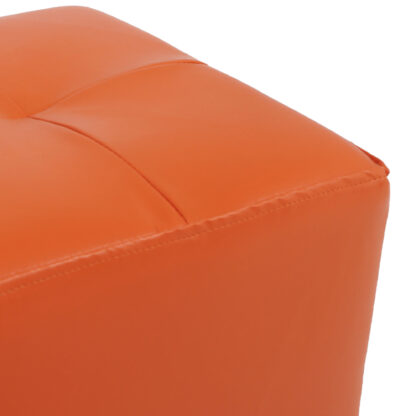 Taburet Cool, portocaliu, piele ecologica, 36x35x35 cm - imagine 3