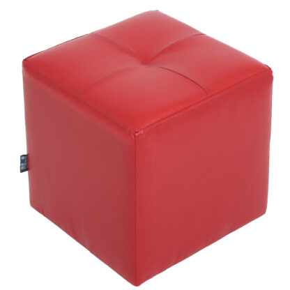 Taburet Cool, rosu, piele ecologica, 36 x 35 x 35 cm