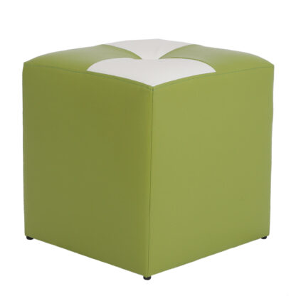 Taburet Cool, verde/alb, piele ecologica, 36x35x35 cm