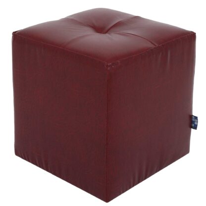 Taburet Cool, visiniu, piele ecologica, 36x35x35 cm