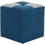 Taburet Cool, stofa, culoare turcoaz/vernil, 36x35x35 cm