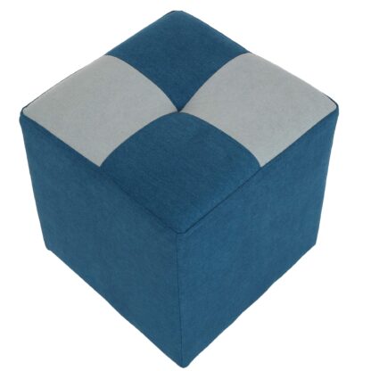 Taburet Cool D78, stofa turcoaz/gri 36x35x35 cm - imagine 2