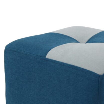 Taburet Cool D78, stofa turcoaz/gri 36x35x35 cm - imagine 4