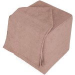 Husa taburet Cube, roz prafuit, stofa, 38x45x38 cm - imagine 6