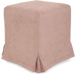 Husa taburet Cube, roz prafuit, stofa, 38x45x38 cm