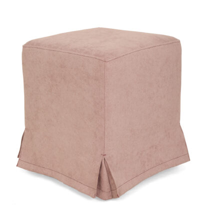 Husa taburet Cube, roz prafuit, stofa, 38x45x38 cm