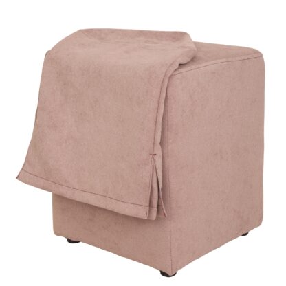 Husa taburet Cube, roz prafuit, stofa, 38x45x38 cm - imagine 4