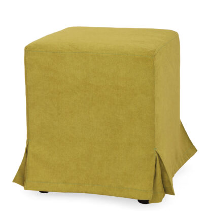 Husa taburet Cube, verde, stofa, 38x45x38 cm - imagine 7