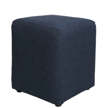 Taburet Cube, albastru, stofa, 45x38x38 cm