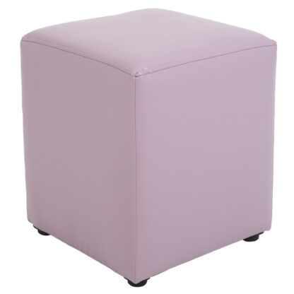 Taburet Cube, mov, piele ecologica, 45x38x38 cm