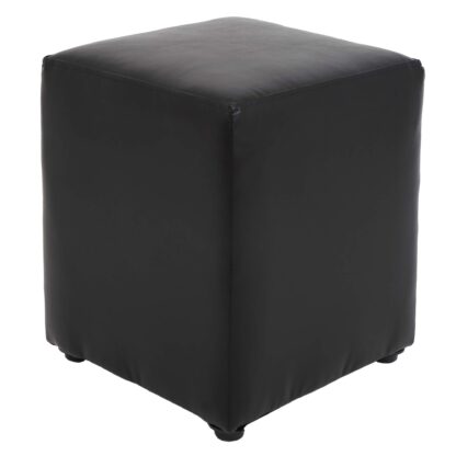 Taburet Cube, negru, piele ecologica, 45x38x38 cm
