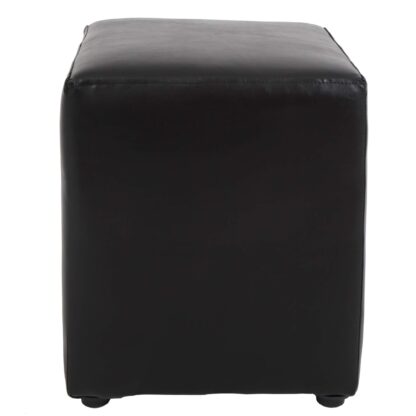 Taburet Cube, negru, piele ecologica, 45x38x38 cm - imagine 2
