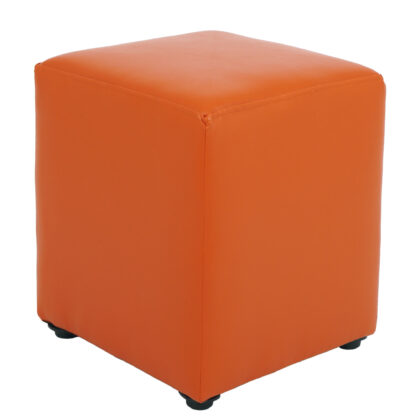Taburet Cube, portocaliu, piele ecologica, 45x38x38 cm