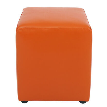 Taburet Cube, portocaliu, piele ecologica, 45x38x38 cm - imagine 4