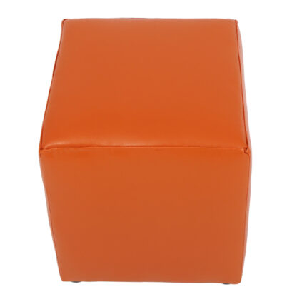 Taburet Cube, portocaliu, piele ecologica, 45x38x38 cm - imagine 5
