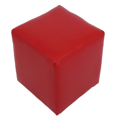 Taburet Cube, rosu, piele ecologica, 45x38x38 cm - imagine 3