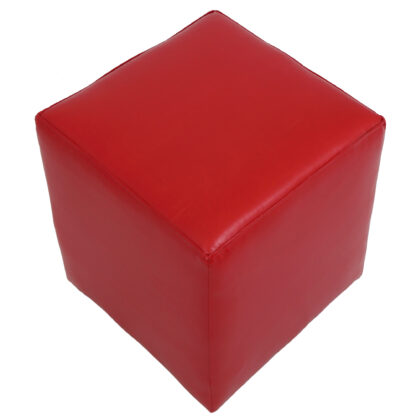 Taburet Cube, rosu, piele ecologica, 45x38x38 cm - imagine 4