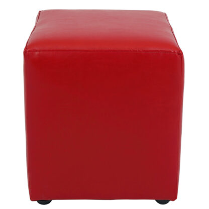 Taburet Cube, rosu, piele ecologica, 45x38x38 cm - imagine 2