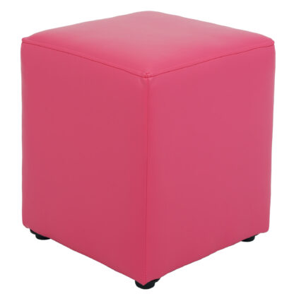 Taburet Cube, roz, piele ecologica, 45x38x38 cm