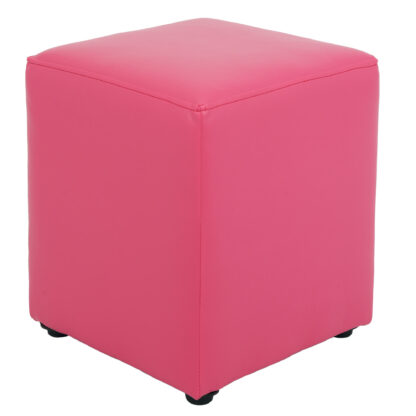 Taburet Cube, roz, piele ecologica, 45x38x38 cm - imagine 3