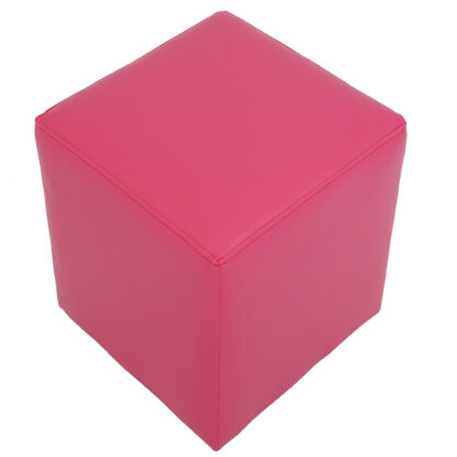 Taburet Cube, roz, piele ecologica, 45x38x38 cm - imagine 4