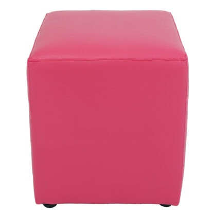 Taburet Cube, roz, piele ecologica, 45x38x38 cm - imagine 2