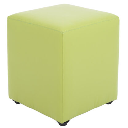 Taburet Cube, verde, piele ecologica, 45x38x38 cm