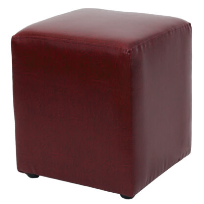 Taburet Cube, visiniu, piele ecologica, 45x38x38 cm - imagine 3