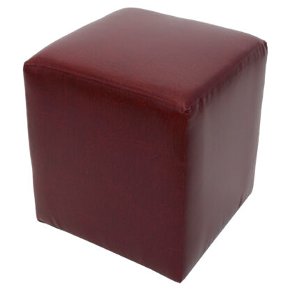 Taburet Cube, visiniu, piele ecologica, 45x38x38 cm - imagine 2