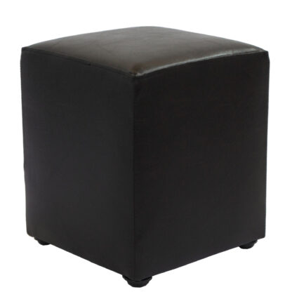Taburet Cube, wenge, piele ecologica, 45x38x38 cm - imagine 3