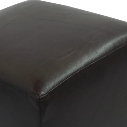 Taburet Cube, wenge, piele ecologica, 45x38x38 cm - imagine 2