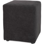 Taburet Cube, negru, stofa, 45x38x38 cm - imagine 3