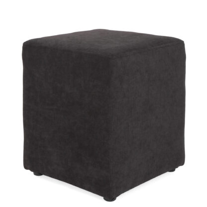 Taburet Cube, negru, stofa, 45x38x38 cm
