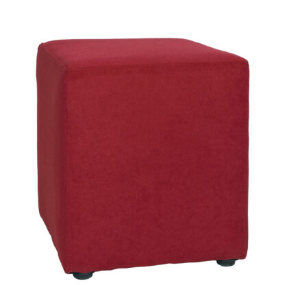 Taburet Cube, rosu, stofa, 45x38x38 cm
